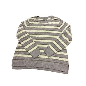 Barefoot Dreams CozyChic Lite Lurex Striped Pullover Grey‎ White Size 1X